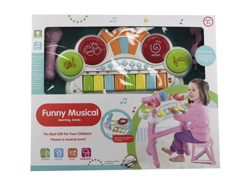 8Keys Piano With Microphone + Chair