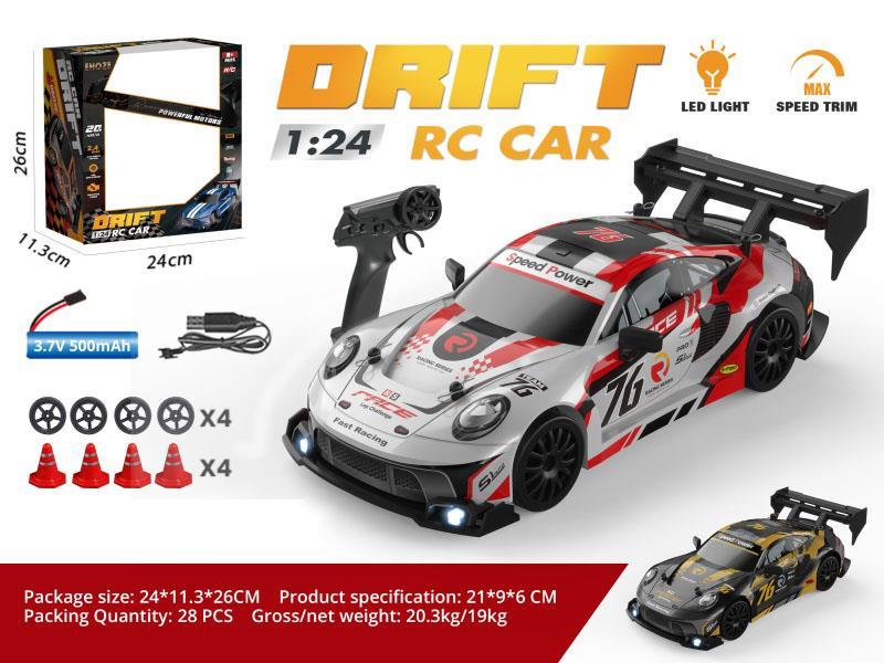 1:24 Semi-Scale Drift Porsche Remote Control - Red/Black Gold