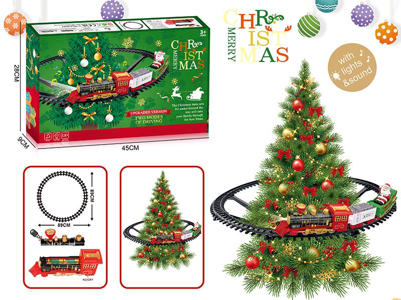 Hanging Christmas Tree Rail Train(Christmas Song, Train Sound And Lights)2 Modes Of Driving