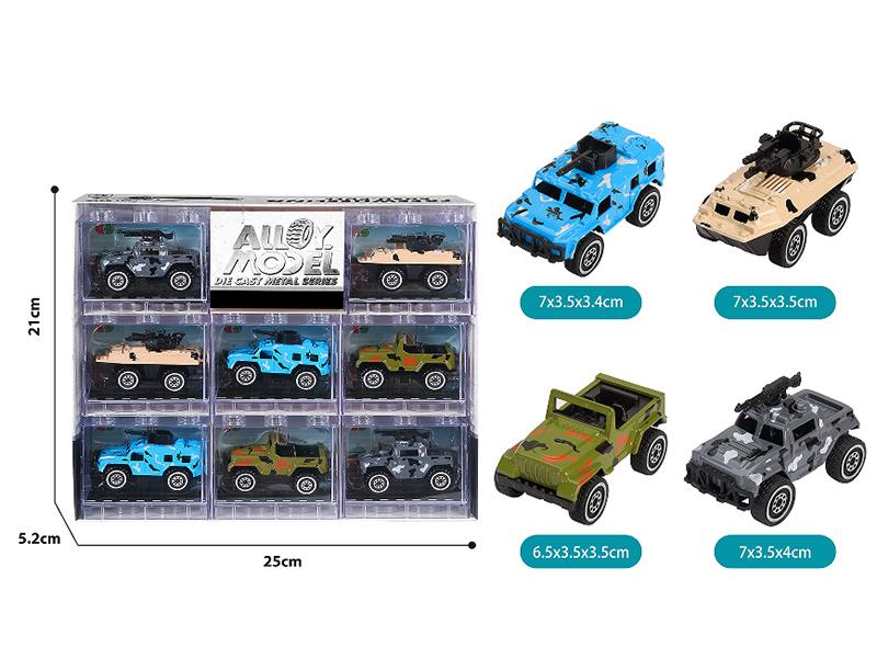 Slide Alloy Military Trucks 8pcs