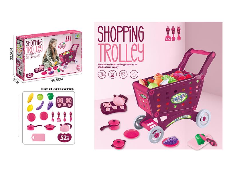 47CM Large Shopping Cart With Tableware Set