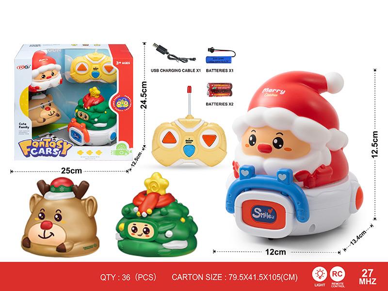 27Mhz 2-Channel Remote Control Christmas Series Vinyl Car(With Lights)1 Changing 3(Including Batteries)