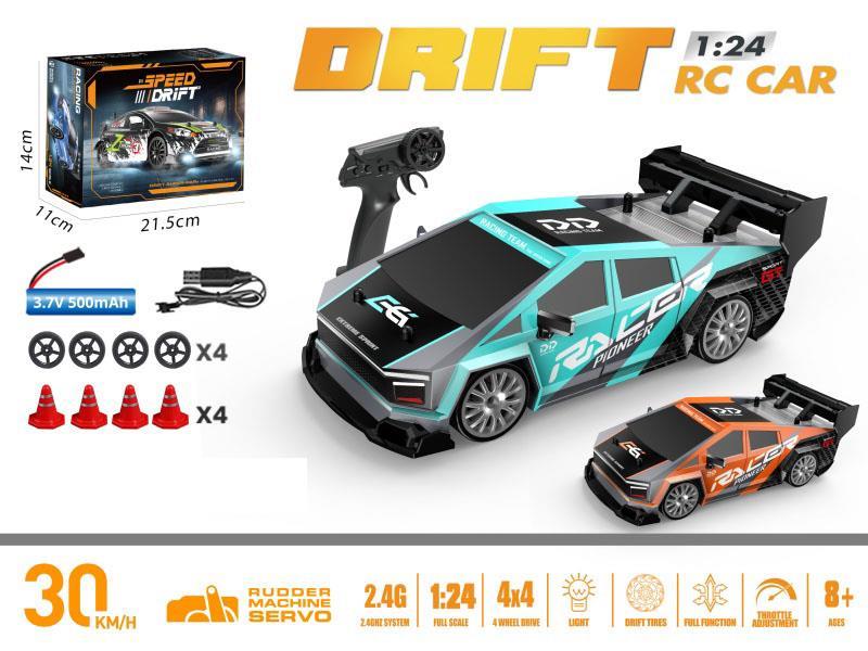 1:24 Full-Scale Tesla Drift Remote Control Car In Cyan/Orange