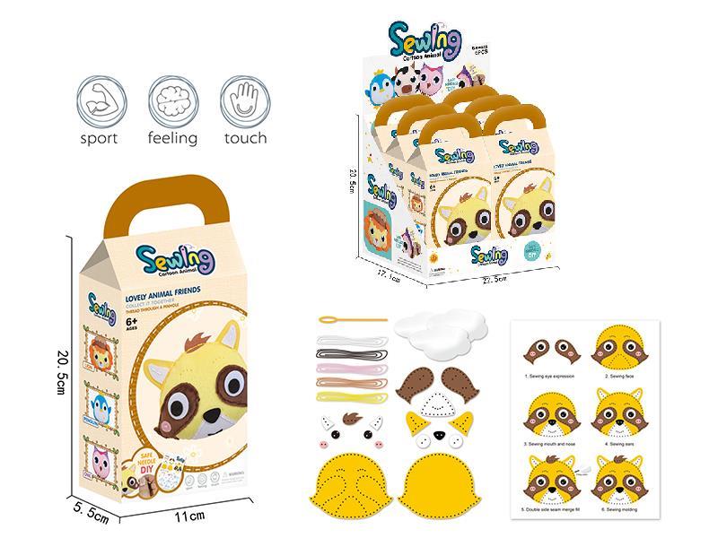 Sewing Cartoon Animal - Plush Raccoon 6pcs