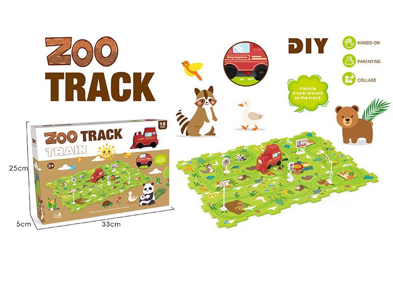 DIY Animals Theme Puzzle Track Car(18PCS)