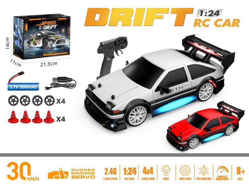 1:24 Full Scale Drift Car Ae86 Remote Control Car - Red/White
