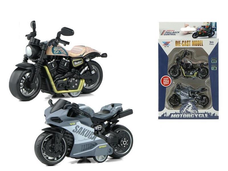1:36 Pull Back Alloy Motorcycles (2PCS)