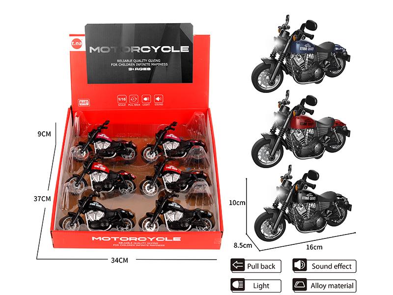 Pull Back Alloy Harley Motorcycle With Sound And Light 6pcs