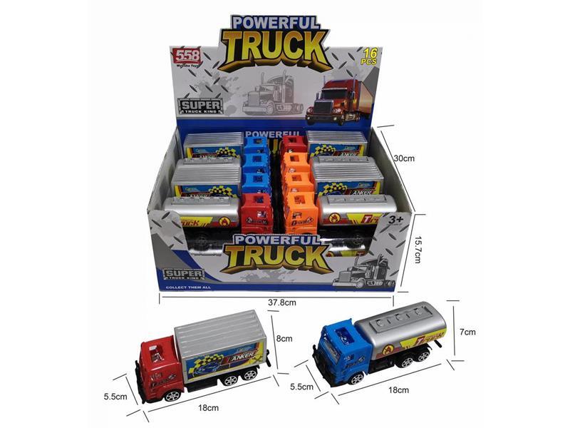 16PCS Friction Tractor Container Truck/Oil Tank Truck