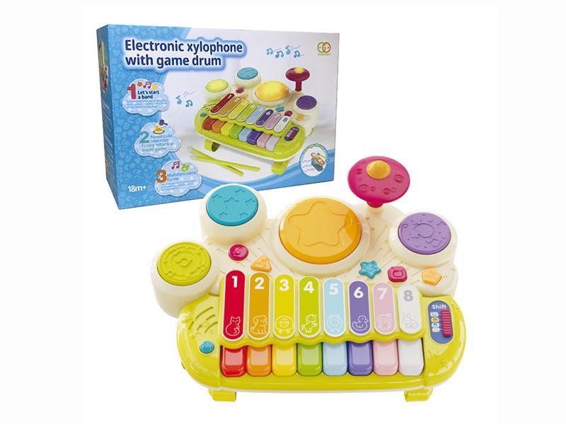 Electronic Xylophone With Game Drum