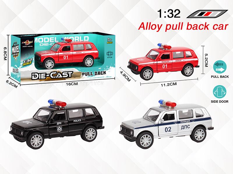 1:32 Alloy Open Doors Pull Back Russian Off-Road Police Car