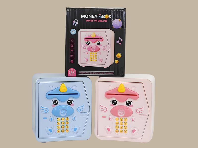 Cartoon Unicorn Auto-Induction Fingerprint Password Money Box With Music