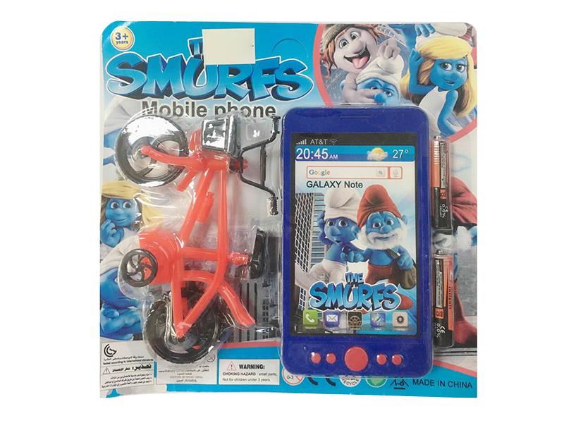 The Smurfs Mobile Phone + Bicycle Toy + Batteries
