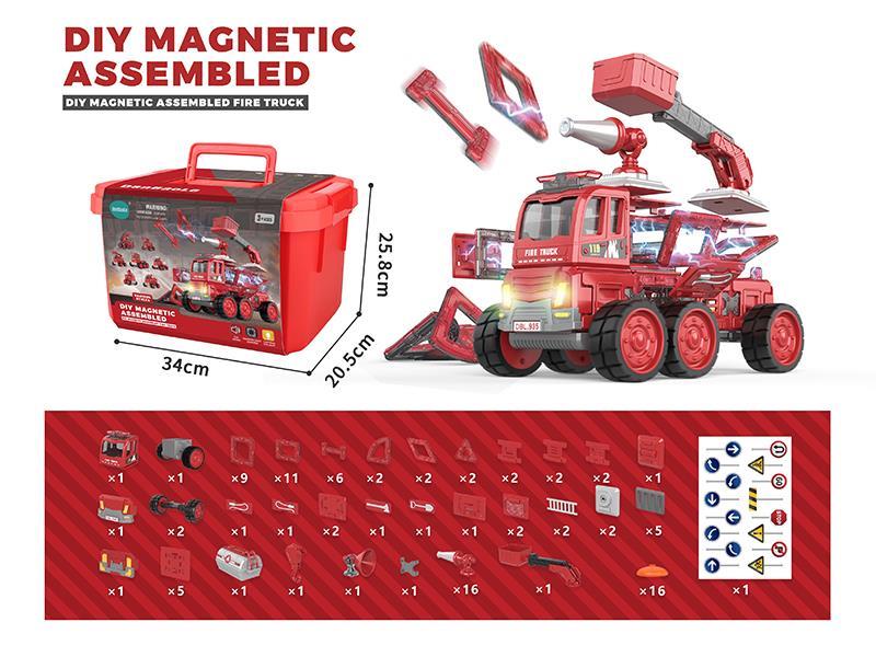 DIY Assembly Magnetic Fire Engine