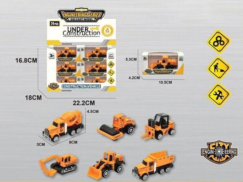 1:64 Slide Alloy Engineering Trucks 24pcs