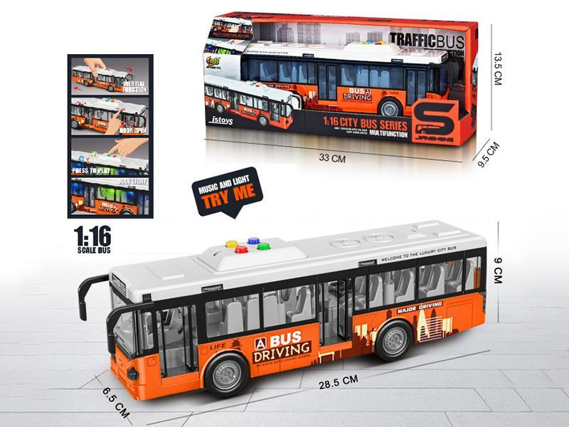 Friction City Bus With Lights And Sound, Can Open The Door