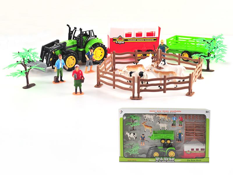 Friction Farm Tractor Play Set