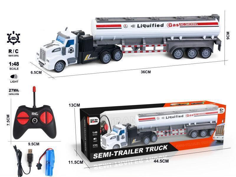 1:48 4-Channel R/C Oil Tank Truck(With Lights)27Mhz