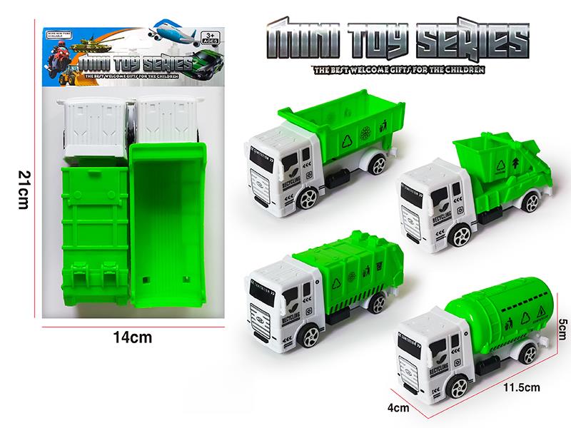 2pcs Pull Back Sanitation Truck