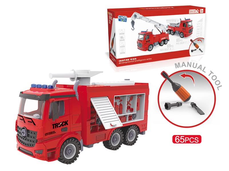 DIY Screw Building Blocks Fire Fighting Truck