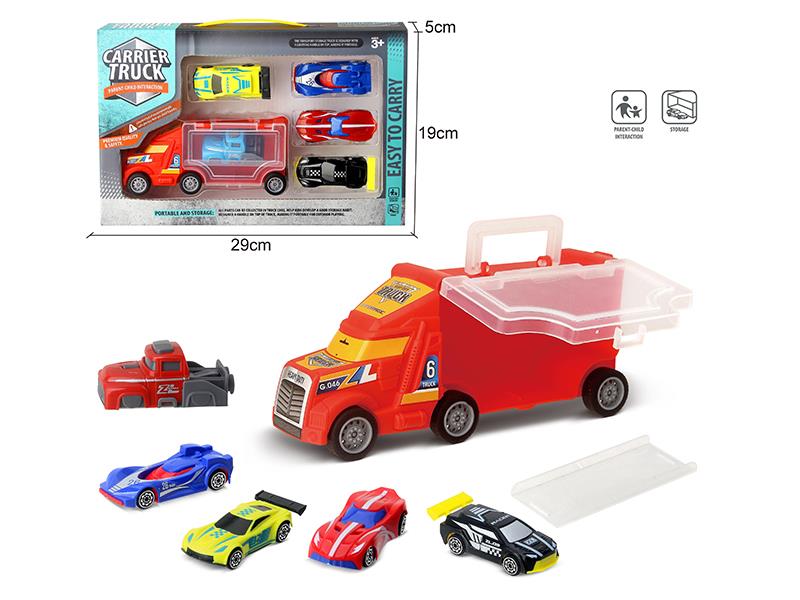 Slide Portable Storage Carrier Tuck + 4 Small Cars + 1 Launcher