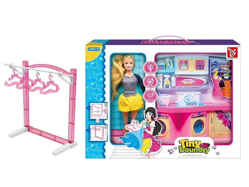 Laundry Toys + Doll + Laundry Rack 26pcs