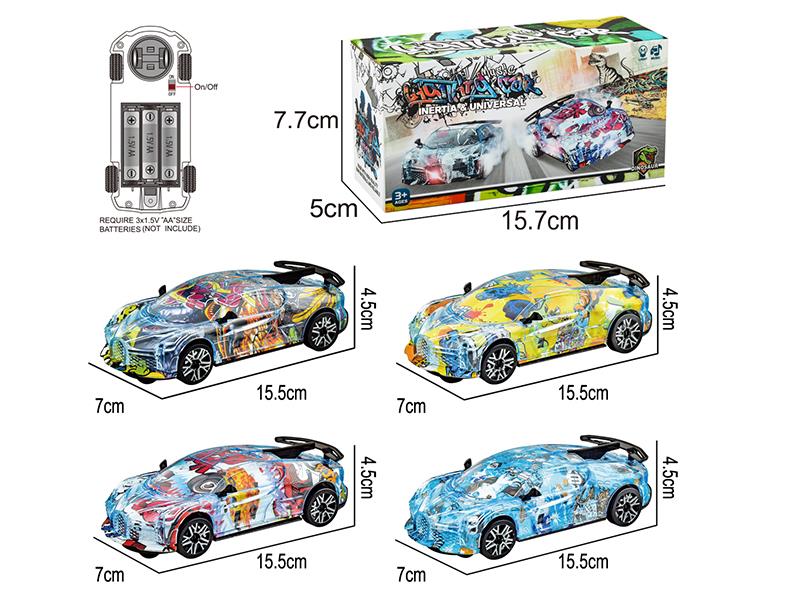 B/O Go And Bump Graffiti Car With Light And Music(Abstract Pattern) 1pcs