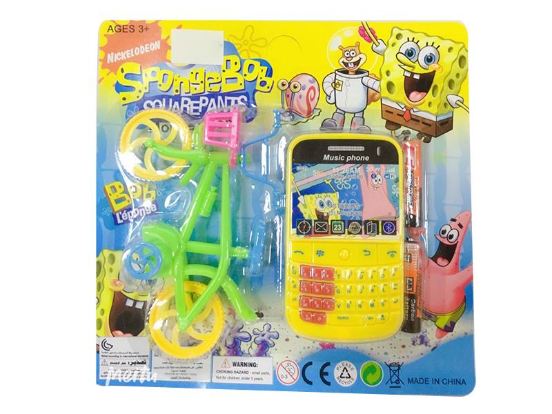 SpongeBob SquarePants Mobile Phone + Bicycle Toy + Batteries