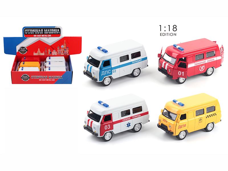 1:18 Pull Back Alloy Police Car With Sound And Light(6PCS)