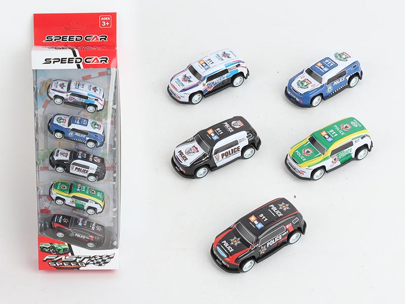 5pcs Pull Back Iron Car(Police Car)