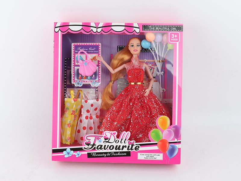 11.5 Inch Solide Body Movable Joint Long Hair Doll Balloon Shell Bag Replacement Gift Box