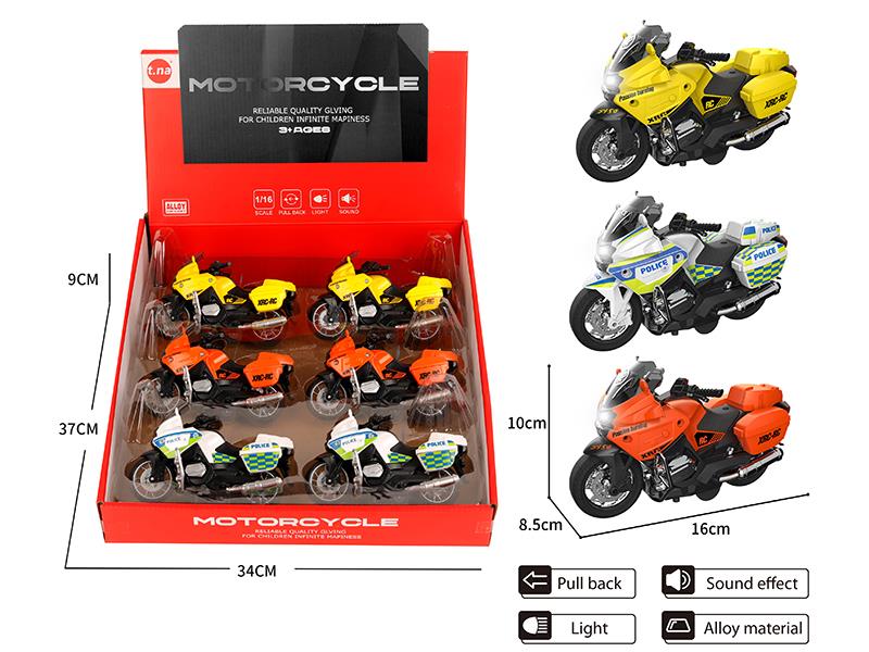 Pull Back Alloy BMW Motorcycle With Sound And Light 6pcs