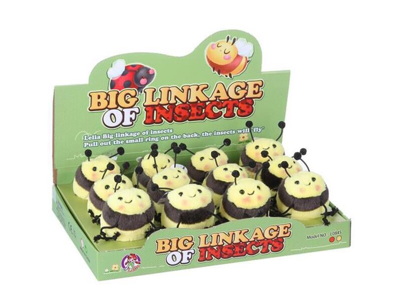 Pull Line Vibrating Wing Plush Bee 12pcs
