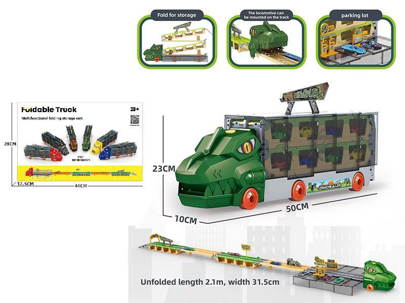 Ejection Sliding Dinosaur Storage Truck With 6 Alloy Cars