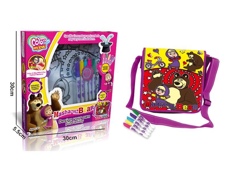 Martha And Bear Coloured Drawing Painting Backpack(5 Colour Washable Pen)