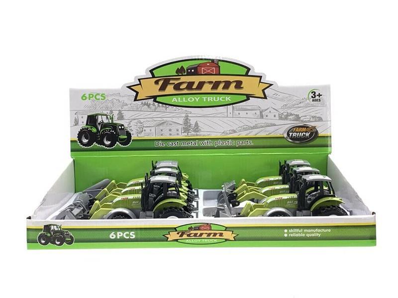 Pull Back Alloy Farm Tractor 6pcs