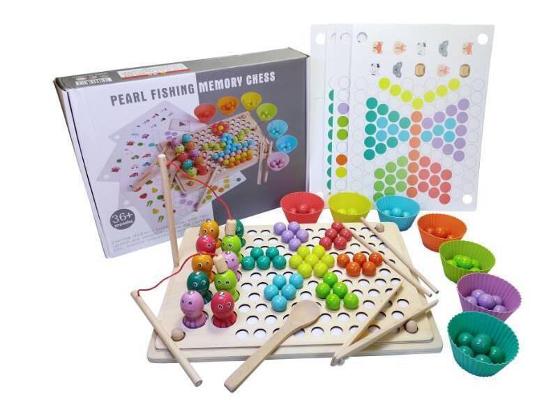 Wooden Fishing Clip Beads Puzzle