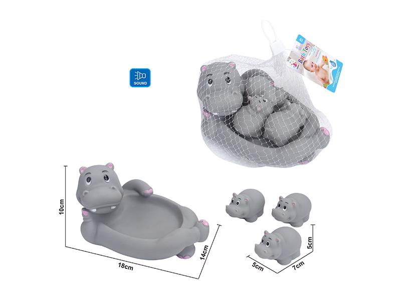 Cute Hippo Kids Bath Toy Set