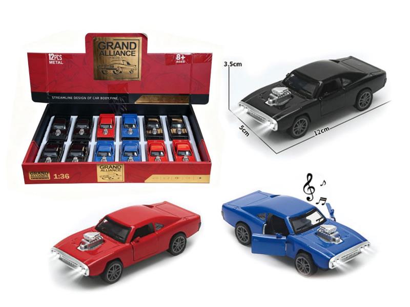 1:36 Huili Car Model - Dodge Warhorse With Lights And Music (Blue/Red/Black Mixed Color)