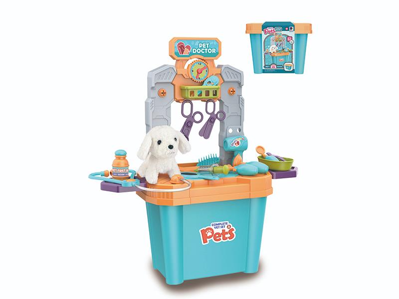 Pet Care Play Set Storage Bucket(With Plush Dog)