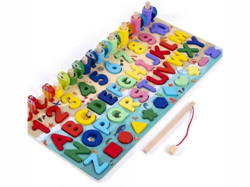Wooden Letter Fishing Number Recognition Logarithmic Board