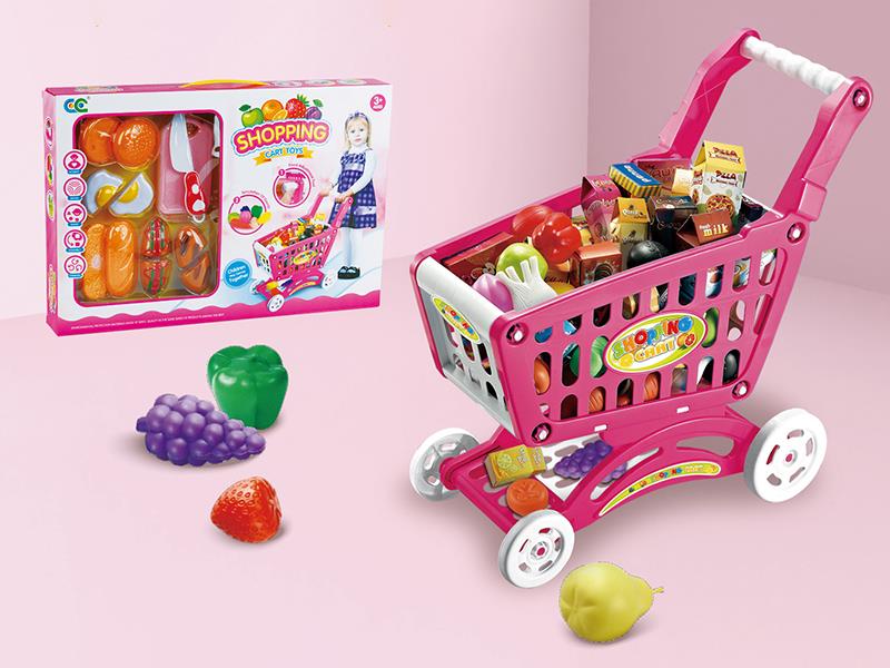 Shopping Cart With Bread Cutting Toys