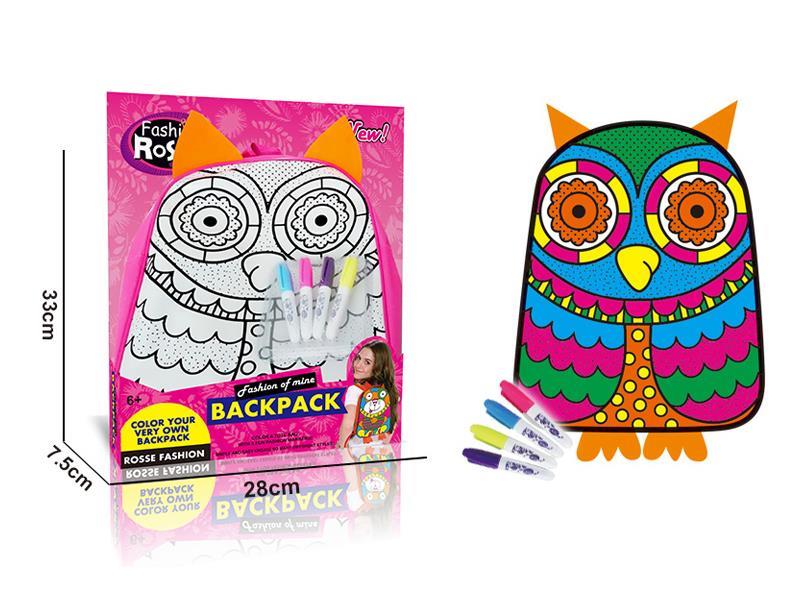 DIY Coloured Drawing Painting Backpack(4 Colour Washable Pen)-Owl