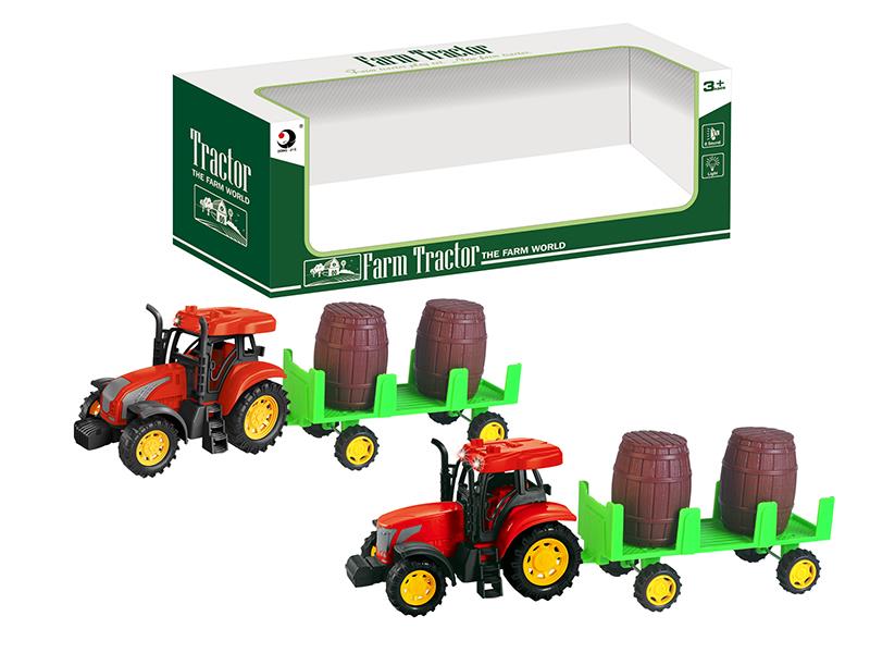 Friction Farm Tractor With Wine Barrel Trailer(Lights And Music)