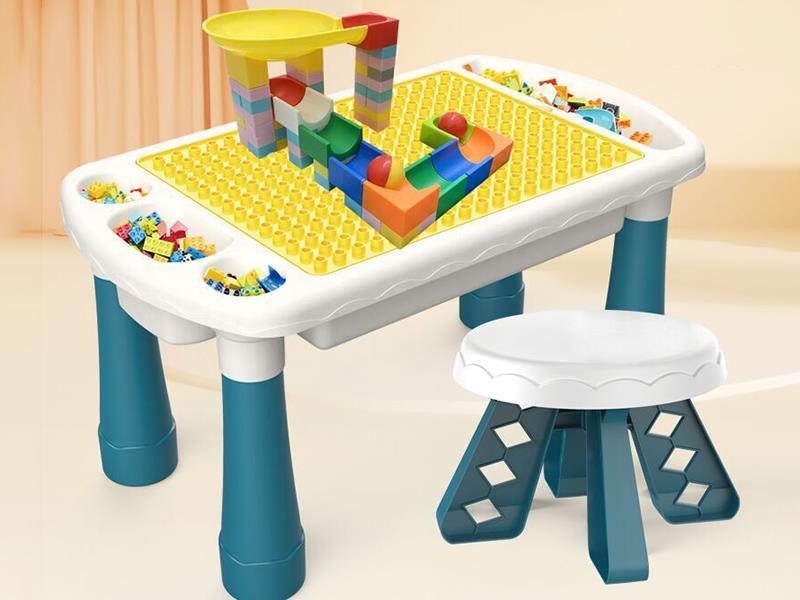 Building Blocks Table + 81pcs Silde Building Blocks + 1 Chair