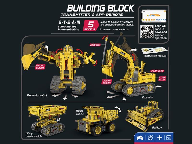 5 Models Engineering Truck Transform Robot Building Blocks 555+pcs