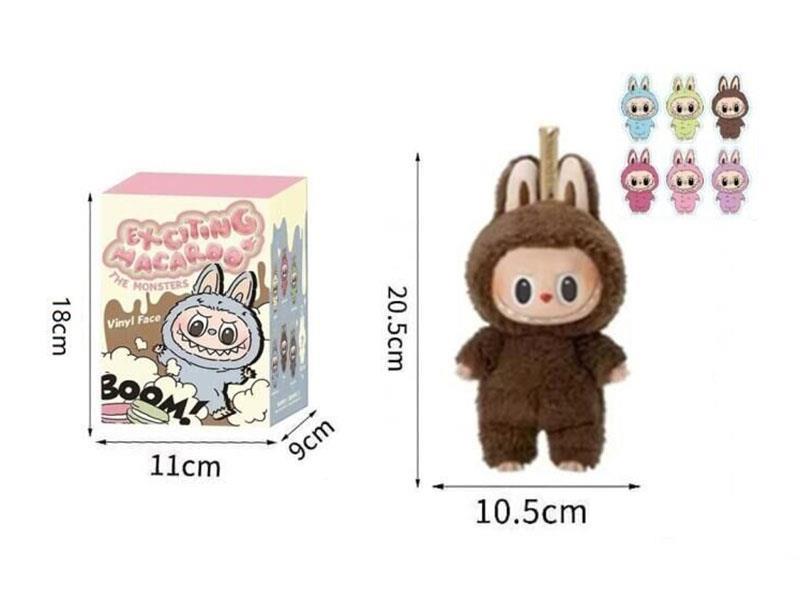 1:1 High-End First-Generation Popmart Labubu Heart-Shaped Macaron 8-Inch Plush Rubberized Labubu Plush Toy With 6 Business Cards Randomly Paired With 1 Card