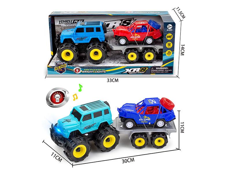Friction Hummer Off-Road Vehicle Trailer Set With Lights