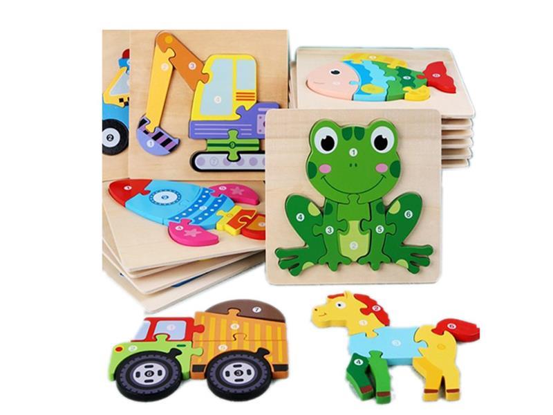 16PCS Wooden Animal Traffic Puzzle