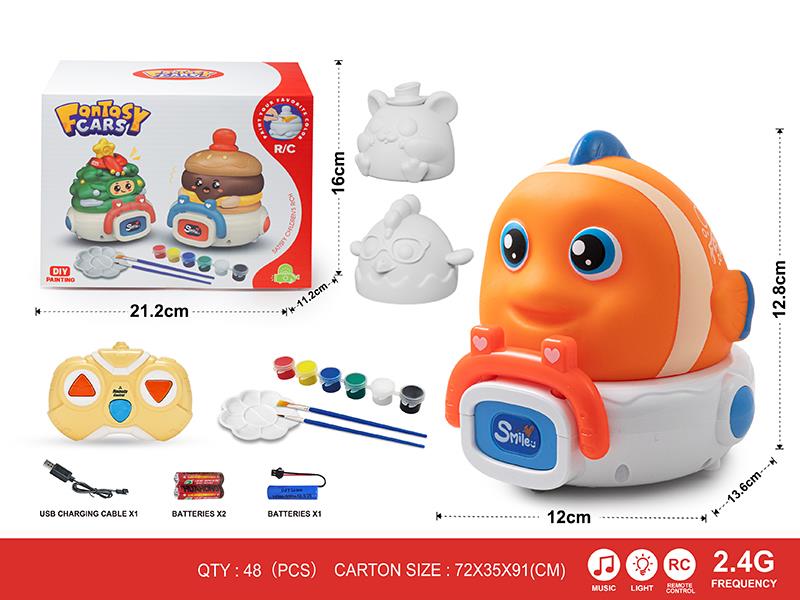 2.4G DIY Painting 3-Channel Remote Control Vinyl Animal Car(With Lights And Music) 1 Changing 3(Including Batteries)